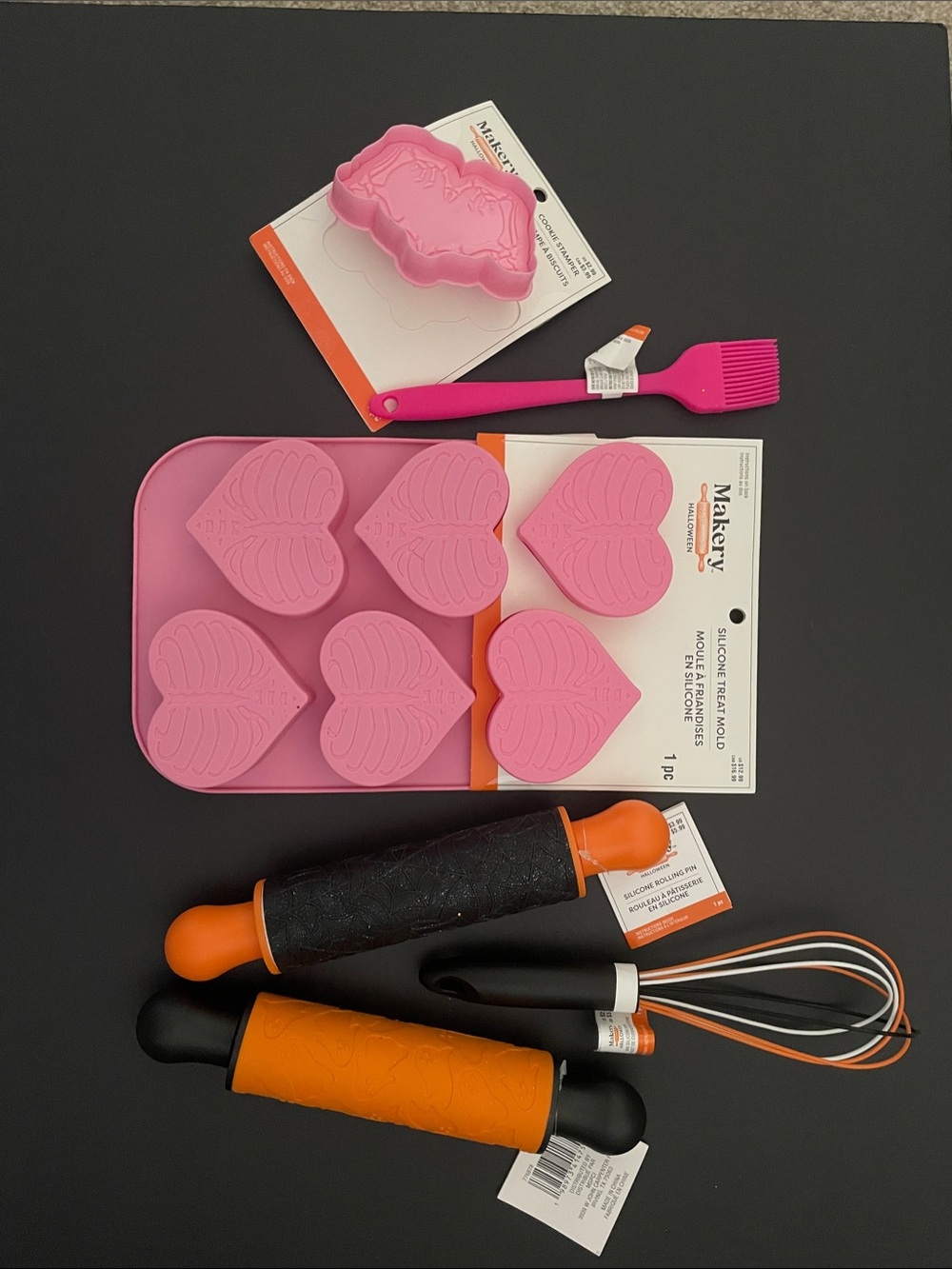 Halloween Celebrate It Pink Heart & Silicone Baking Set with Brush